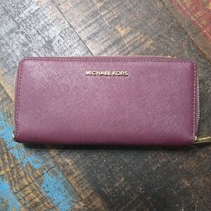 Michael Kors Plum Zip-Around Wallet